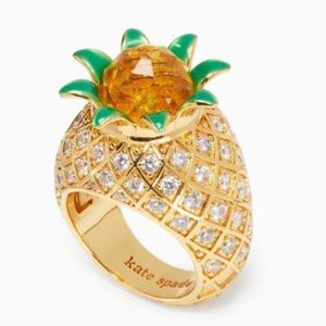 Kate Spade New York Pineapple Passion Gold Rhinestone Cocktail Statement Ring